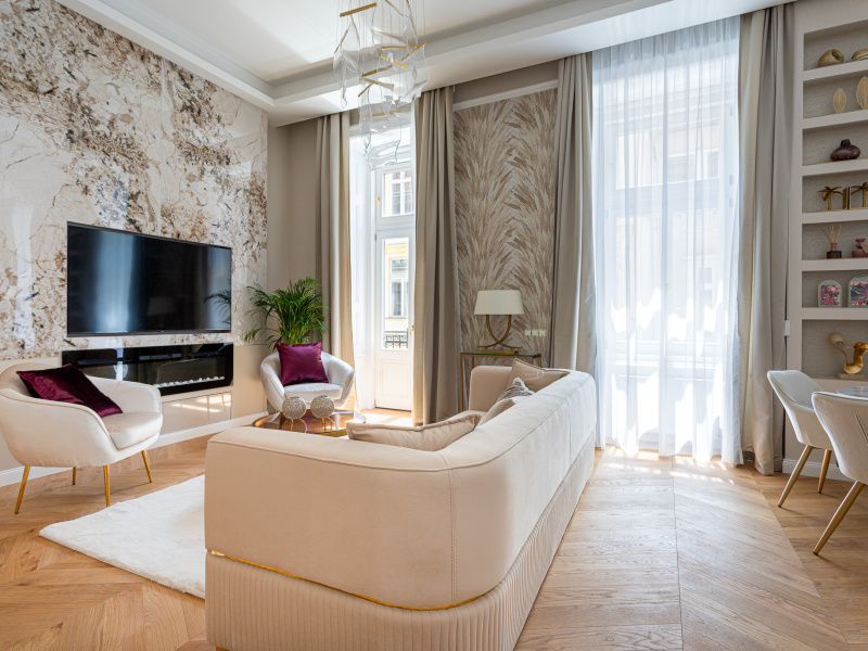 Lipótváros 80 m2 appartement de luxe avec un petit balcon avec 2 filets avec 2 salles de bain